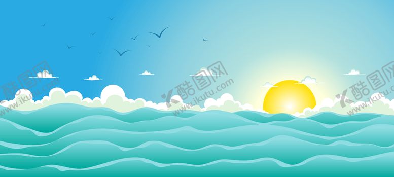 编号：45759510182025377070【酷图网】源文件下载-卡通蓝天大海背景