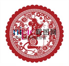 剪纸老鼠窗花
