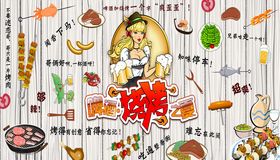美食烧烤啤酒背景墙