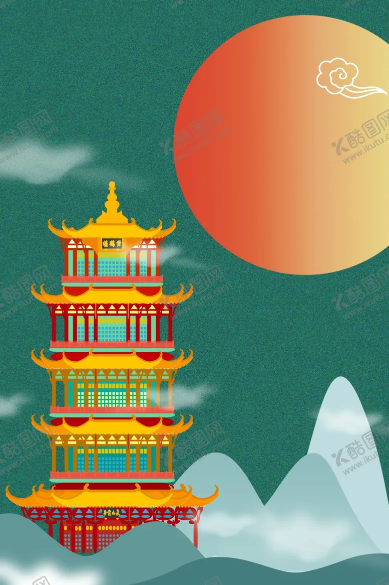 编号：87538907021632265266【酷图网】源文件下载-宝塔古风传统复古节气绿色背景