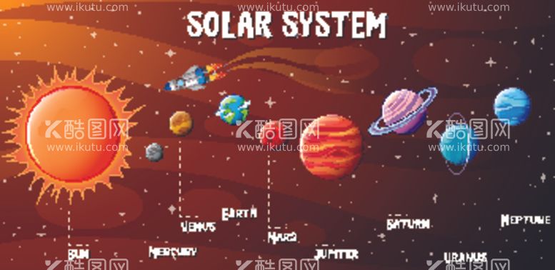 编号：95067112222046085330【酷图网】源文件下载-太阳系行星信息图矢量图