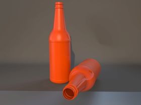 橙色瓶子贴图样机