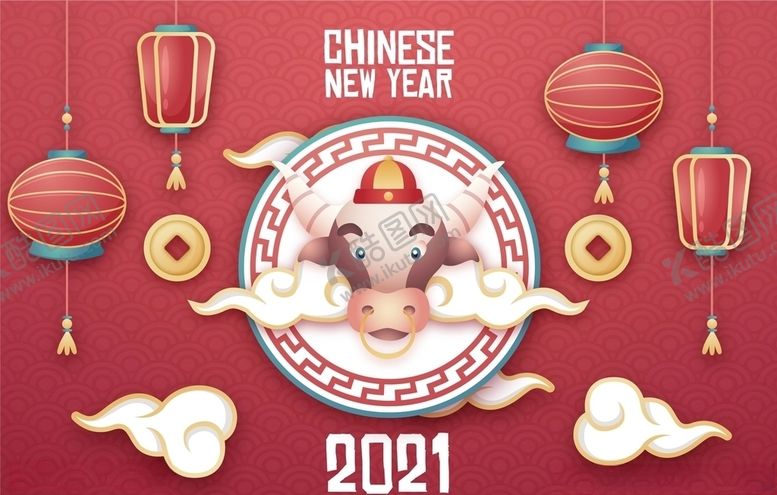 编号：28713304252111433357【酷图网】源文件下载-牛新年展板背景