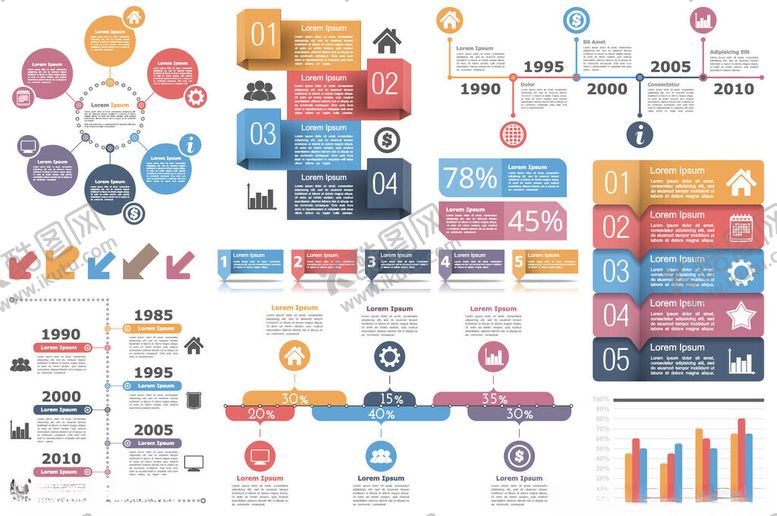编号：75541911020425413141【酷图网】源文件下载-多样商务信息图表元素集