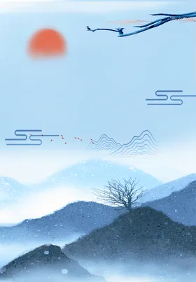 山水背景墨画素材
