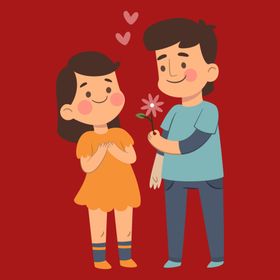 手绘情侣恋人