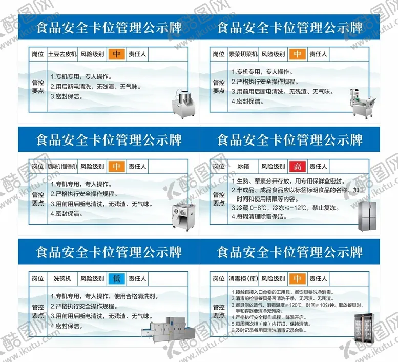 编号：55346104141620477582【酷图网】源文件下载-食品安全设备卡位管理公示牌