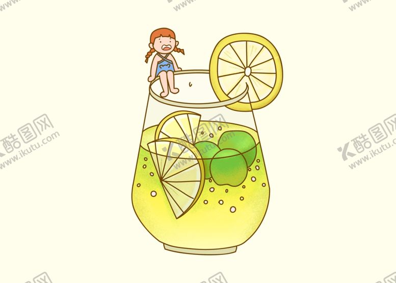 编号：37391309250710007252【酷图网】源文件下载-冰爽饮料夏天来了手绘元柠檬汽水
