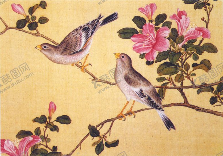 编号：42813204301351308267【酷图网】源文件下载-花枝工笔画复古传统背景素材