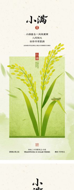 小满节气中式海报