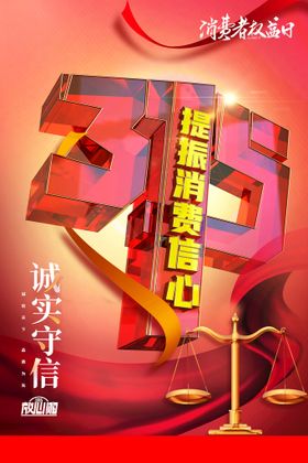 编号：78654010081513283408【酷图网】源文件下载-创意红色315提振消费信心海报