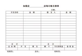 每日帐目清单