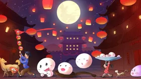 元宵节插画海报闹灯笼中国风