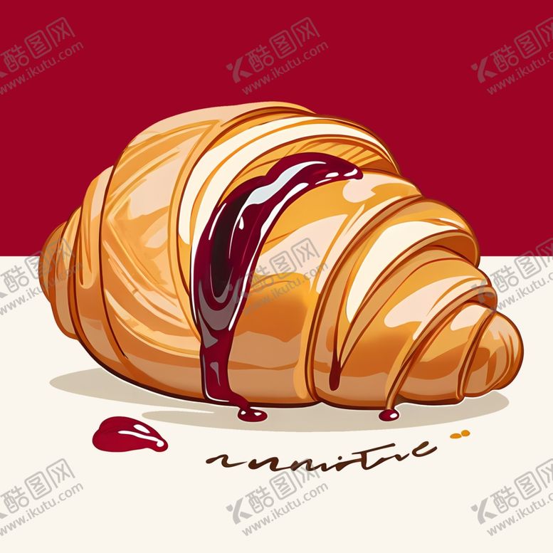编号：23180402271320043572【酷图网】源文件下载-手绘卡通果酱可颂