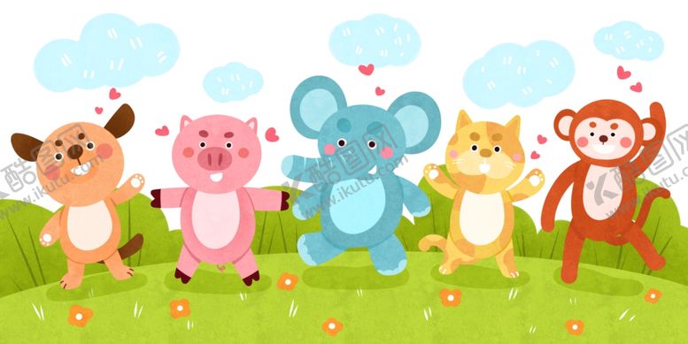 编号：63143010041104466081【酷图网】源文件下载-可爱动物儿童插画