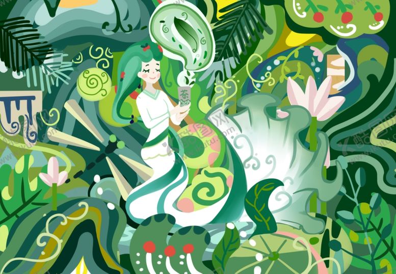 编号：18265709281328548657【酷图网】源文件下载-四季-绿茶-夏