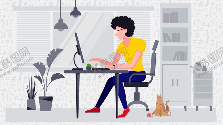 编号：28401010210456454327【酷图网】源文件下载-扁平化科技办公插画