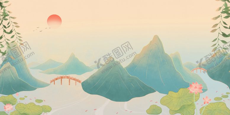 编号：28493509161224115683【酷图网】源文件下载-国潮 山水风景