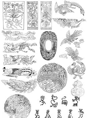 龙凤素材线条