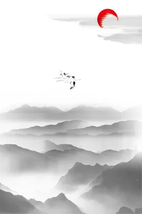 中国风水墨背景彩喜庆仙鹤