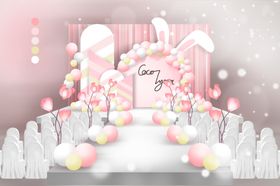 梦幻粉色系婚礼场景布置