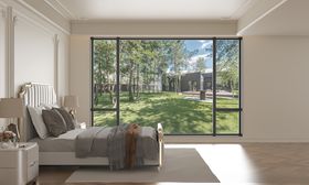 现代法式简约风卧室大窗场景