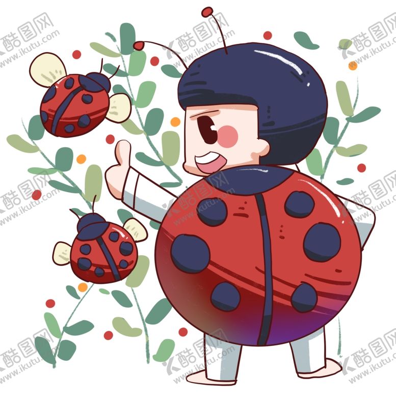 编号：61873705120456472630【酷图网】源文件下载-瓢虫女孩插画
