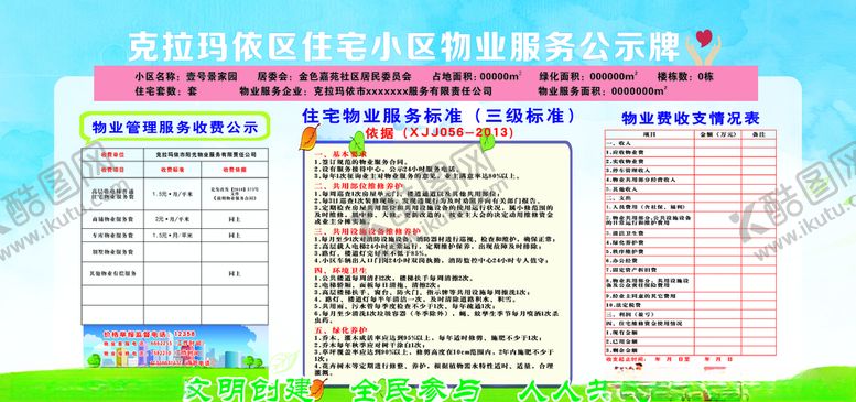 编号：66423010240649242704【酷图网】源文件下载-小区物业服务公示栏