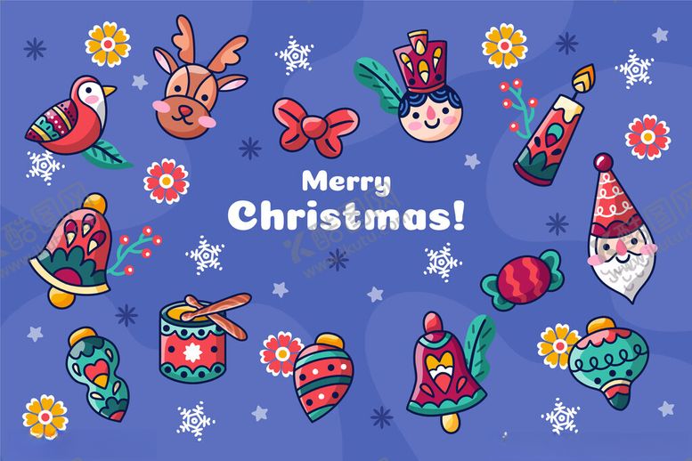 编号：81405410192101222956【酷图网】源文件下载-多彩圣诞图标集合