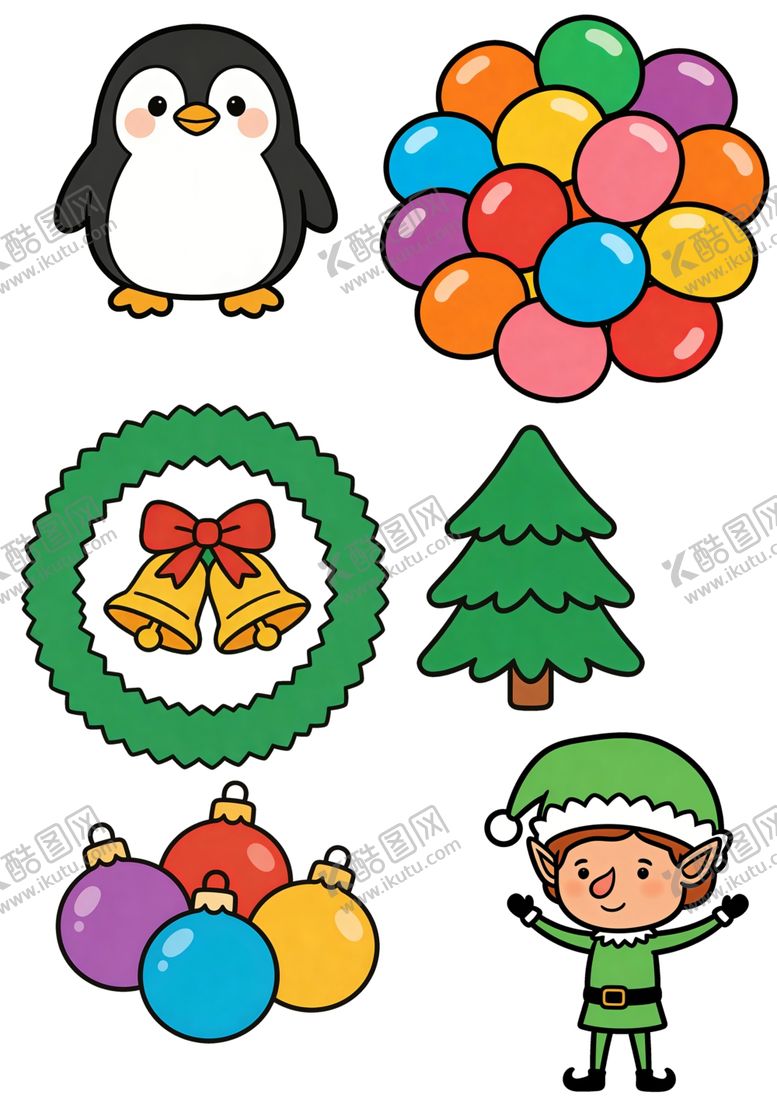 编号：63207304040202317707【酷图网】源文件下载-圣诞主题卡通元素集合