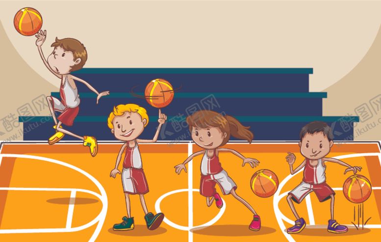 编号：61650410061430042840【酷图网】源文件下载-卡通蓝球儿童