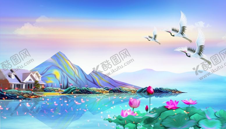 编号：53534706181204192282【酷图网】源文件下载-地产山水国风插画卡通背景素材