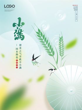 流体渐变风小满节气宣传海报