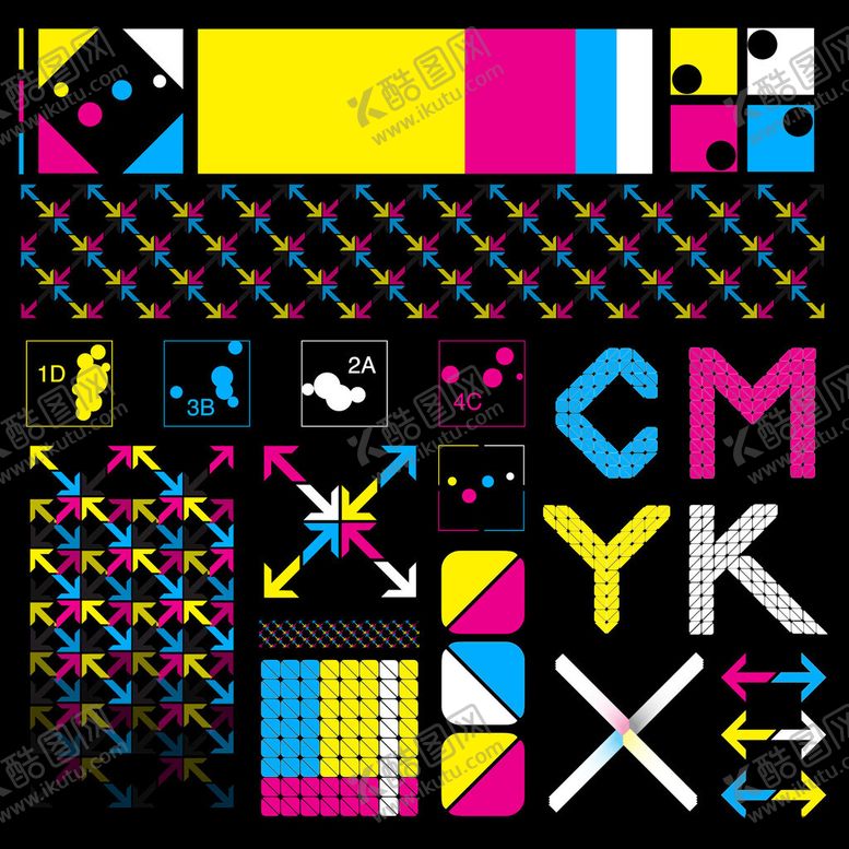 编号：91959311172051107638【酷图网】源文件下载-CMYK色彩图案设计素材