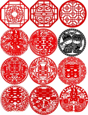 传统中式圆形花纹图案