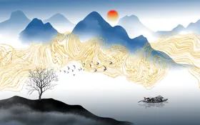 山水画风景经理室风景