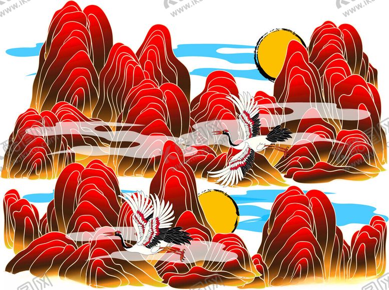 编号：84156211210104449252【酷图网】源文件下载-红色山峦间的飞机景观