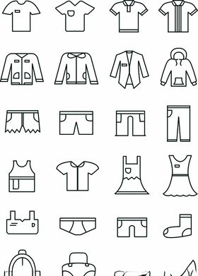 矢量可编辑衣服内衣裙子图标图片