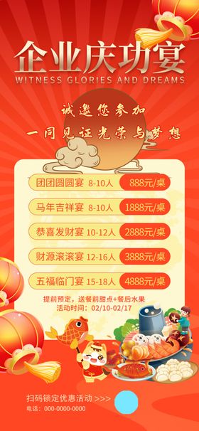 企业庆功宴团圆宴发财宴会海报