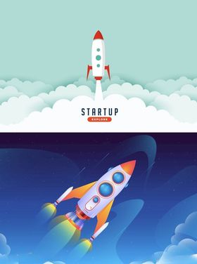 火箭升空插画设计