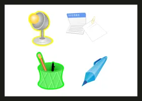 手绘办公用品素材卡通插画