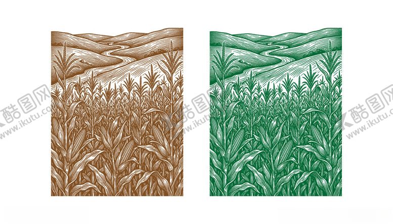 编号：89003604170102094931【酷图网】源文件下载-矢量山水玉米地