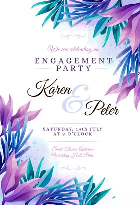 炫彩植物装饰婚礼邀请函