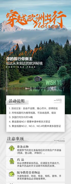 穿越欧洲出行注意事项海报长图