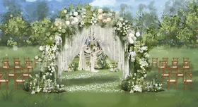 白绿色草坪婚礼