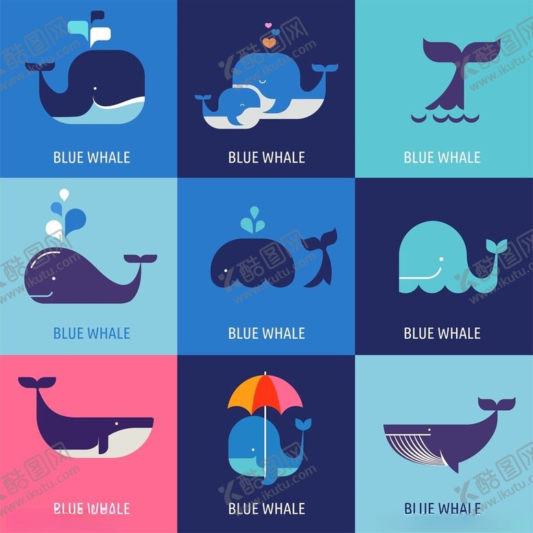 编号：69279911172024016100【酷图网】源文件下载-可爱鲸鱼图案设计集合