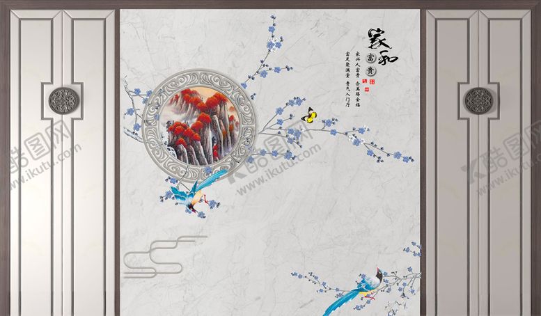 编号：76197905061950023915【酷图网】源文件下载-花鸟画手绘花鸟背景墙