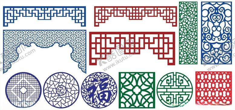 编号：11341911020343082867【酷图网】源文件下载-窗花镂空花纹屏风隔断雕花