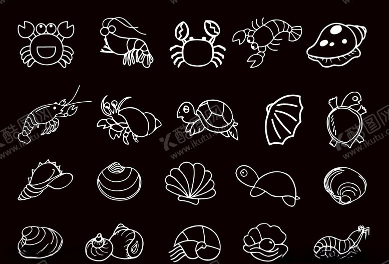 编号：50427910010053086071【酷图网】源文件下载-海洋生物简笔画