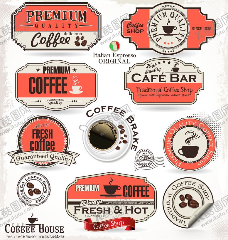 编号：69775304201130414606【酷图网】源文件下载-复古风咖啡主题标签设计